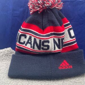 Pelicans New Orleans Adidas Navy Red stretch knit Beanie Hat Pom Pom one size